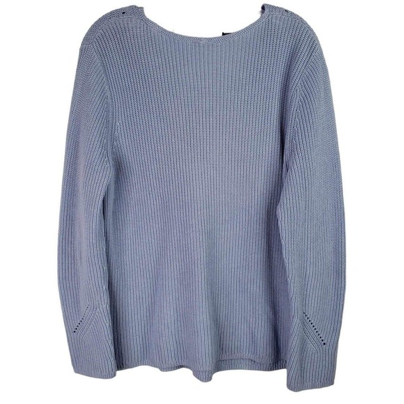 Talbots Sweater Women's Size Large Petite LP Knit LS Pima Cotton Baby Blue - Picture 3 of 9